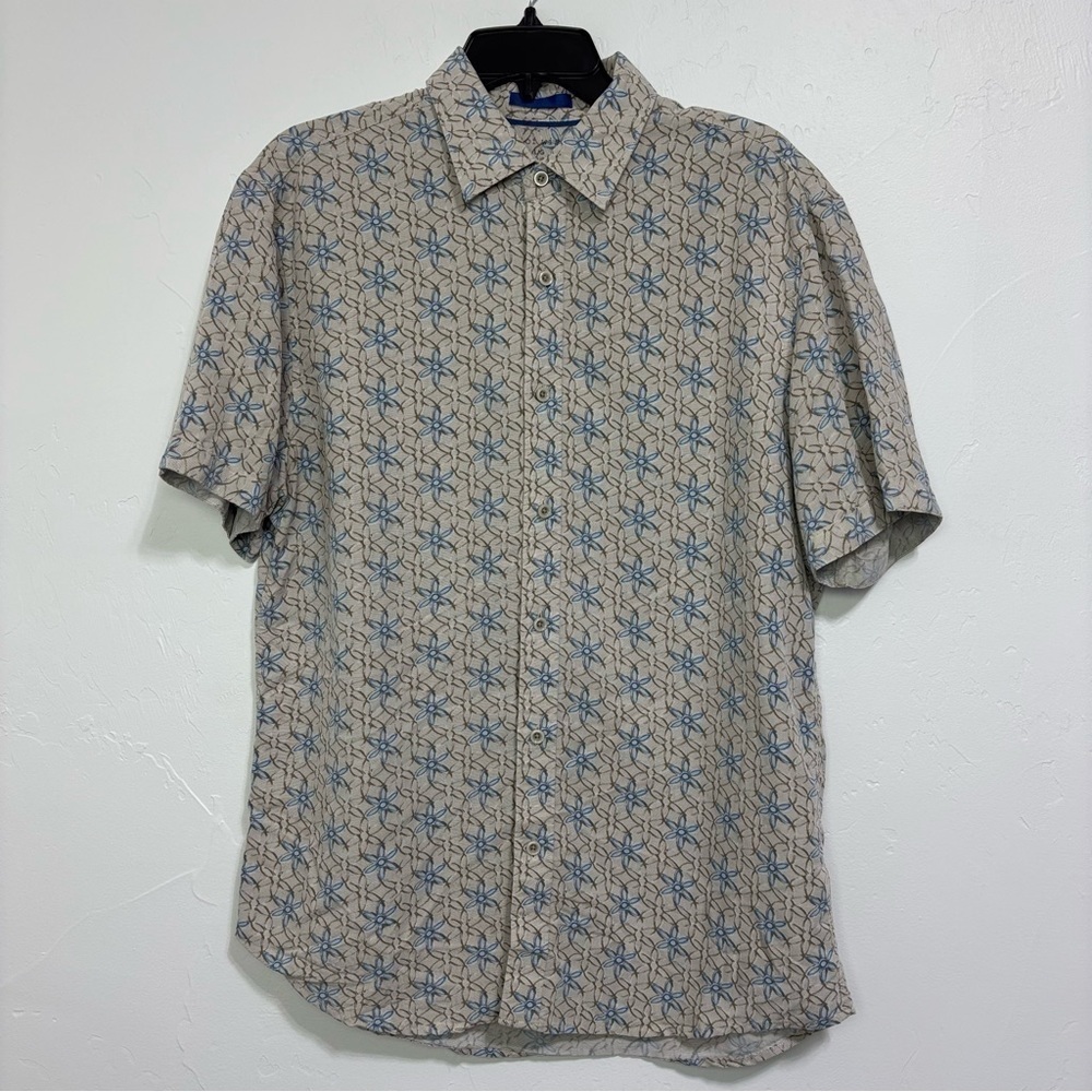 Age of Wisdom Men's Short Sleeve Button Up Shirt Beach Travel Large Floral Modal